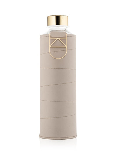 EQUA Beige glass water bottle on white paper