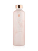 EQUA glass water bottle Bloom with rose matte finish and rose printing on white background in centre