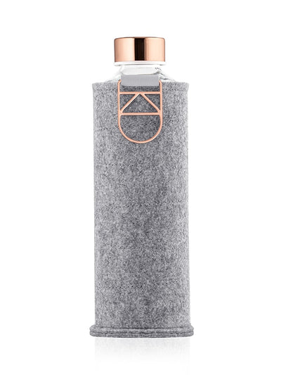 Equa glass water bottle Rose Gold on white paper